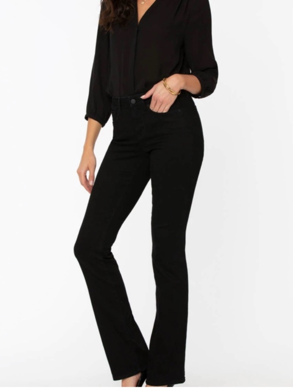 NYDJ Barbara Bootcut Jeans Black Denim 12P NWT